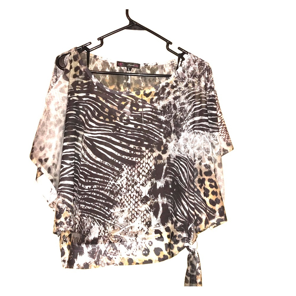 Zebra Animal print batwing crop top